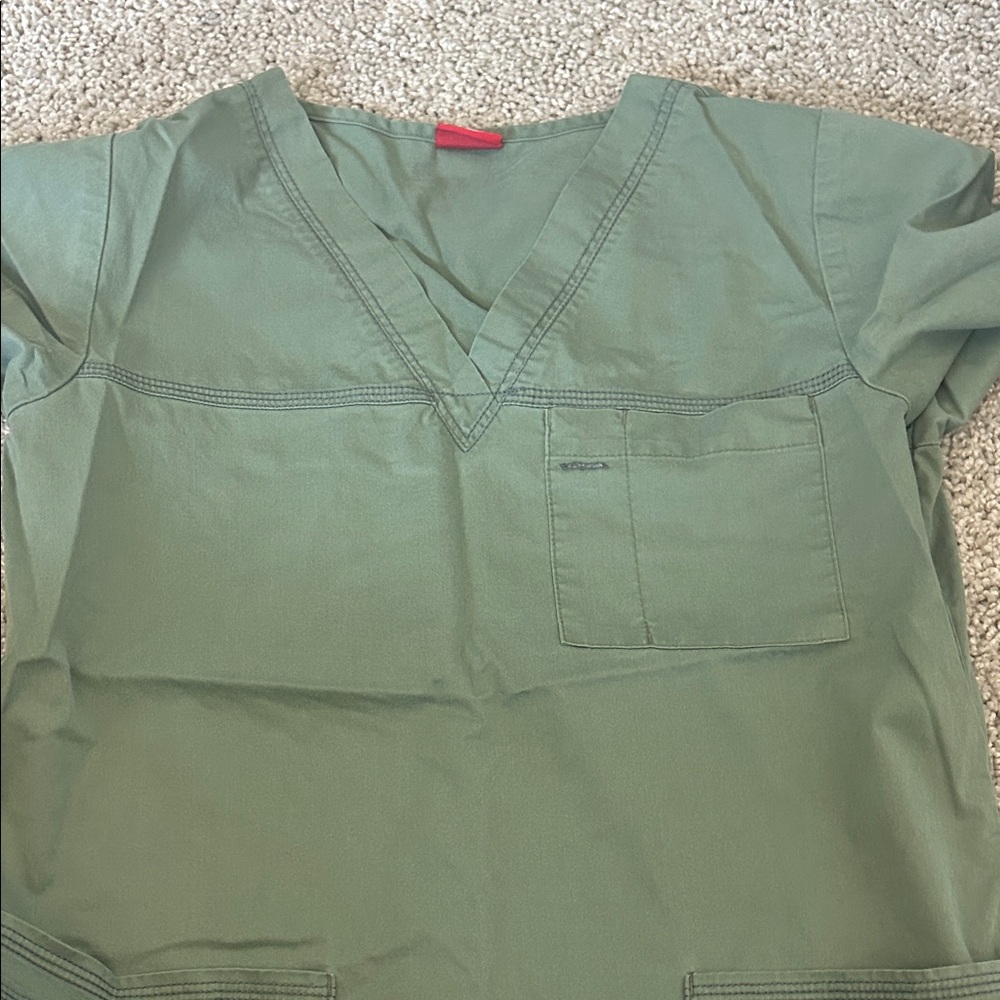 Dickies Green V-Neck Scrub Top